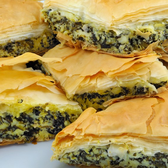 Delicious Spinach & Cheese Pie w/ Tzatziki Sauce